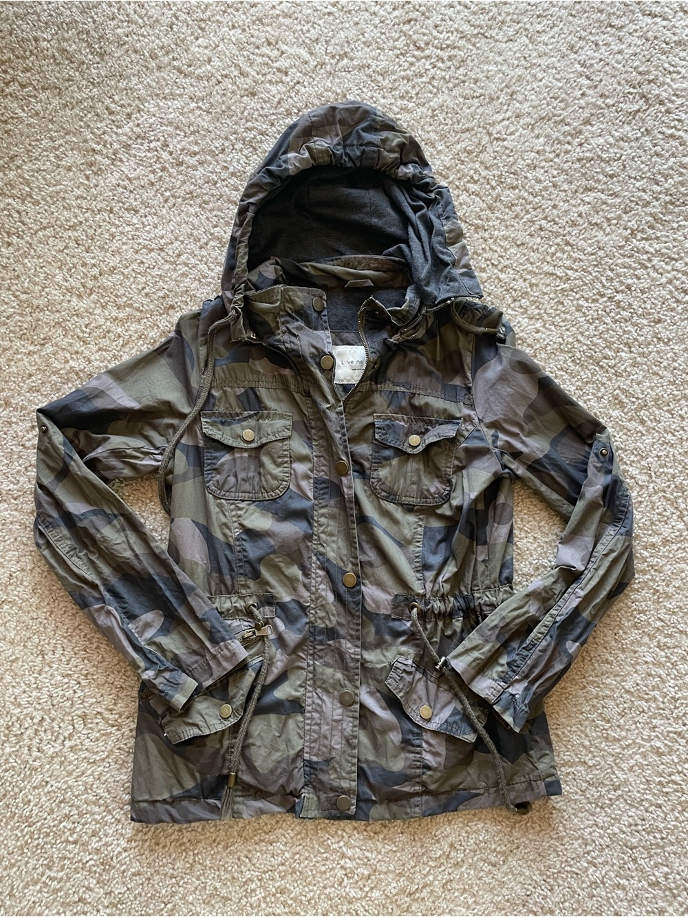 Women's Olive Camo Hooded Utility Jacket